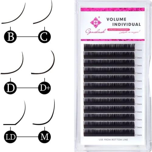 Genielash BCDD+LDM Curl Mix Lengths Eyelashes Extension All Sizes Professional Mink Individual Eyelashes Extension Supplies
