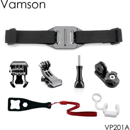 Vamson for Gopro Hero 8 7 Accessories Head Helmet Strap Vented Adjustable Belt Holder Adapter for Yi 4k for SJCAM SJ4000 VP201A