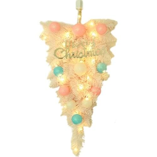 Upside Down Tree Swag Macaron Ball Holiday Hanging Home Christmas Decoration Wall Plastic Ornaments Pink