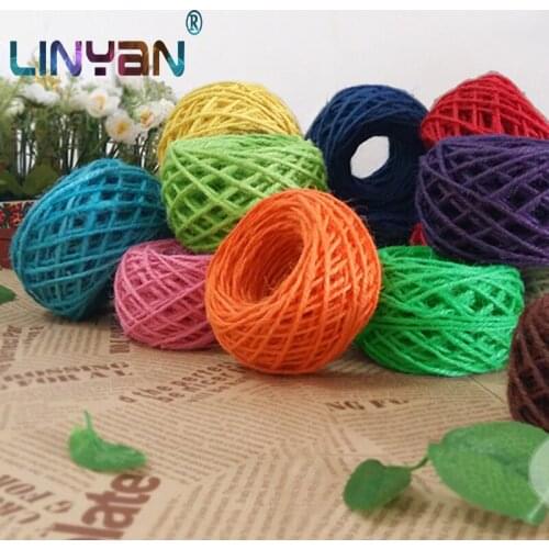 10balls*25M Colourful twine Decorate hemp rope DIY handwork accessory Natural dyed flax thread for crochet Craft knitting ZL5247