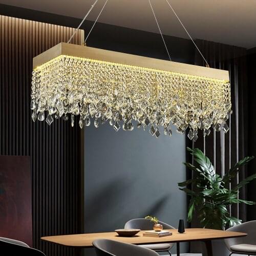 YOOGEE Modern Crystal Chandelier for Dining Room Dimmable LED Lamp Luxury Home Decor Light Fixture Gold Indoor Decorative 2021