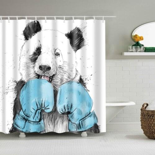 Dafield Panda Shower Curtain Funny Cartoon Polyester Fabric Waterproof Bathroom With Hooks