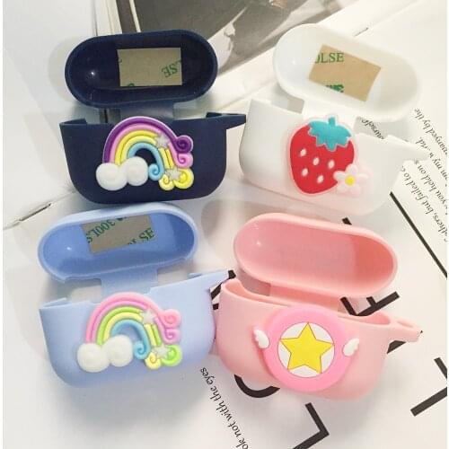 For QCY T10 Case Cute Cartoon Avocado / Rainbow flower / funny Fruit Protective Earphone Cover For QCY T 10 Protect case