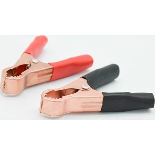 2Pcs 50A Red + Black 80mm Crocodile Car Van Battery Test Lead Clips Alligator Clips Electrical Jumper Wire Cable Clamp
