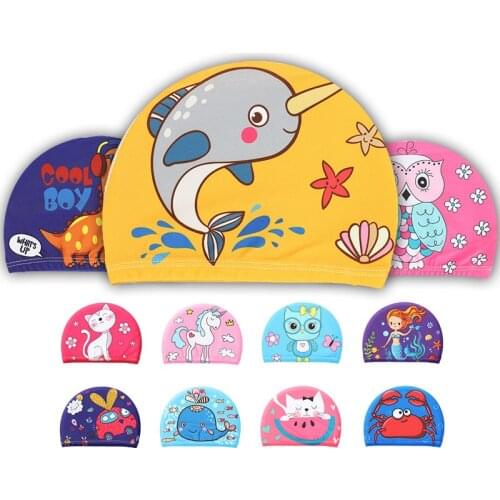 1PC Unicorn Cartoon Children Elastic Printed Swimming Caps Sports Pool Cute Bathing Swim Hat for Children Swimming Caps
