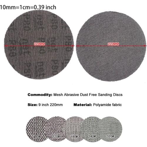 10pcs 9 Inch Mesh Sandpaper Hook & Loop Mesh Abrasive Dustless Assortment Disc Anti-blocking Long-lasting Grinding Paper
