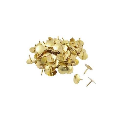 100(+-5) Pcs Pack Office Gold Tone Thumbtacks Drawing Pins