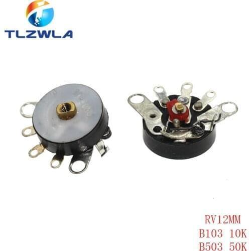 1000PCS Straight Angle Radio Potentiometer RV12MM B103 B10K B503 B50K Power Amplifier Volume Potentiometer With Switch