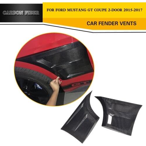 2PCs/Set Carbon Fiber Car Racing Side Fender Vent Air Intake Trims for Ford Mustang Coupe 2-Door 2015-2017