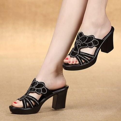 Diamond 2017 Summer Shoes Woman New Middle-aged Mother Shoes Plus Size 40-42 Fashion Slippers Womens Slippers