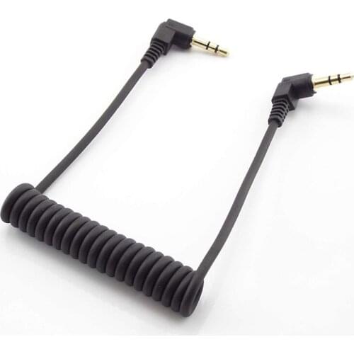3.5mm Double male jack plug 3 pole Stereo end 90 degree Car Aux Speaker Wire Audio Line Spring Audio Cable for Mp3 Mobile Phone