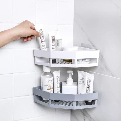 3 Colors Home Suction Cup Corner Shower Shelf Bathroom Shampoo Shower Shelf Holder Kitchen Storage Rack Organizer