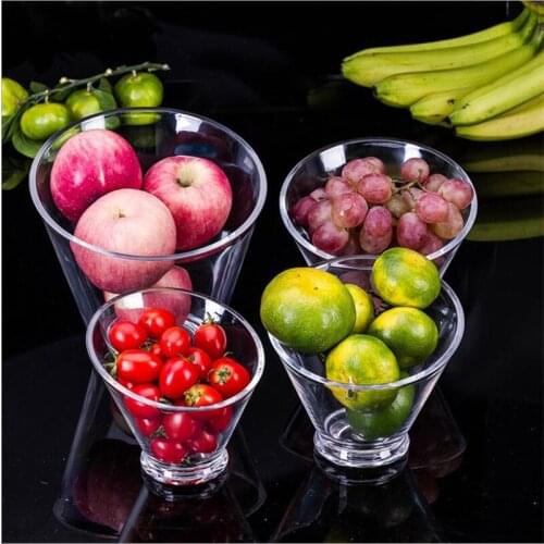 Creative Acrylic Salad Bowl Vegetable Fruit Slanting Bowl Thicken Transparent Crystal Bowl Kitchen Cutlery 4PCS