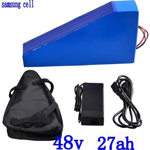 48V 2000W lithium battery 48V 27AH electric bike battery 48V 27AH lithium battery use samsung cell with 54.6V charger+ free bag