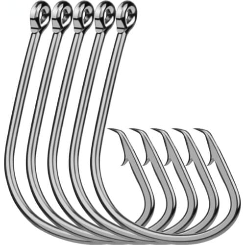 50pc Proberos Brand Fishing Hooks Black Color Octopus/Circle Sport Circle Fish Hook Jig Big 1#-5/0# Size Bass