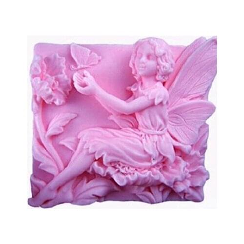 Angel sitting on a flower and butterfly Fondant Mold Silicone Sugar mold Craft Molds DIY gumpaste flowers Cake Decorating