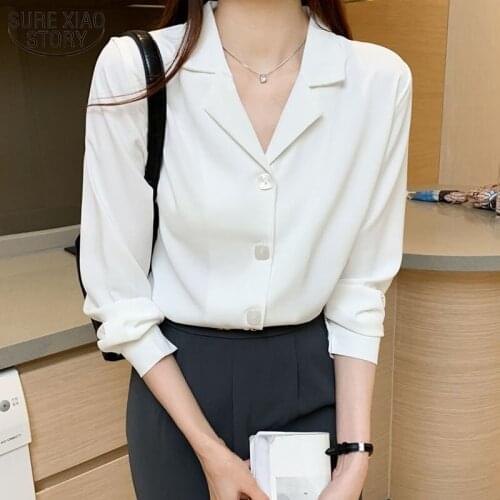 2021 Spring Fashion Long Sleeve Office Lady Womens Shirts Korean New Suit Loose Solid Tops Female Button Elegant Blouse 11873