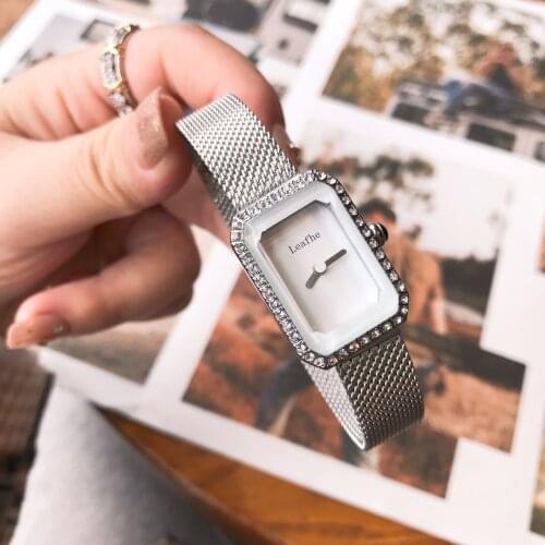 New Fashion Quartz Watch Stainless Steel Mesh Strap Diamond Womens Watches Relogio Feminino Black Clock