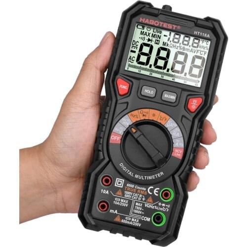 HABOTEST HT118A Digital Multimeter Tester True RMS Automotive Multimeter Auto Range 1000V AC DC Voltage Multi Tester 6000 Counts