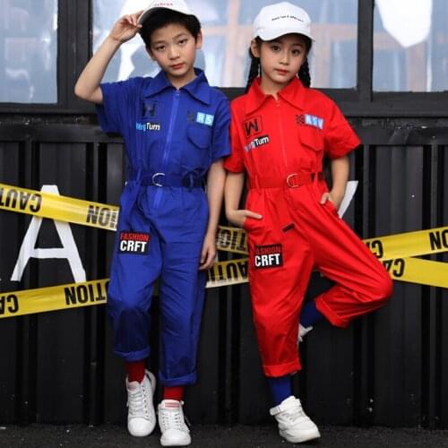 Childrens Street Hip Hop Performance Clothing For Girls Boys One-Piece Pants Overalls Jazz Dance Clothes Stage Costumes BL5849