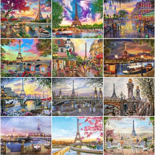 Evershine 5D Diamond Painting Full Drill Square City Diamond Mosaic Scenic Paris Cross Stitch Art Rhinestone Wall Decor
