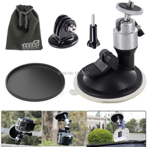 Car Windshield Suction Mount + Tripod Adapter + Storage Pouch Accessories Kit for GoPro S Cam Cameras