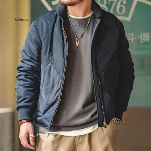 Retro Warm Jackets for Men Waterproof Casual Cotton Parkas Coat Jacket Zipper Navy Green Vintage Loose Oversize Man Clothes