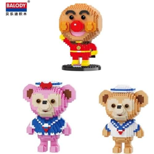 Balody Mini Blocks Cartoon Building Bricks Bear Model Anime Auction Figure Girls Gifts Toys For children birthday 18138