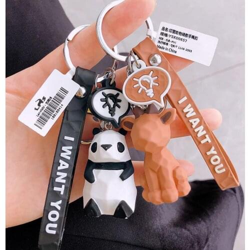 Fashion Stereo Cute fox Cat Dog Keychain Key ring Creative Cartoon Mobile Phone Bag Car Pendant Fun Keychain