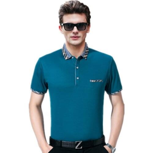 Mens European and American Mens POLO Shirt Lapel Short Sleeve T-shirt Large Size Base Shirt Mens Summer Wear