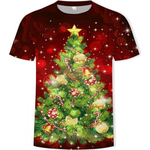 Mens And Womens Christmas T-Shirt Fashion 3D Print T-Shirt Christmas Eve Clothes Childrens Party Clothes LARGE T-SHIRT