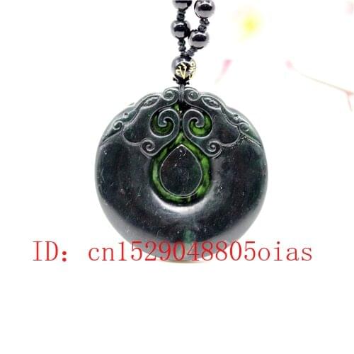 Natural Black Green Jade Obsidian Dragon Pendant Beads Necklace Fine Jewelry Carved Amulet Fashion Charm Gifts for Women