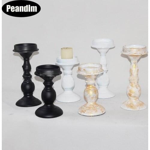 PEANDIM Vintage Metal Candle Holder Candlelight Dinner Table Candlestick Decoration Home Romantic Aritist Craft Candle Stand