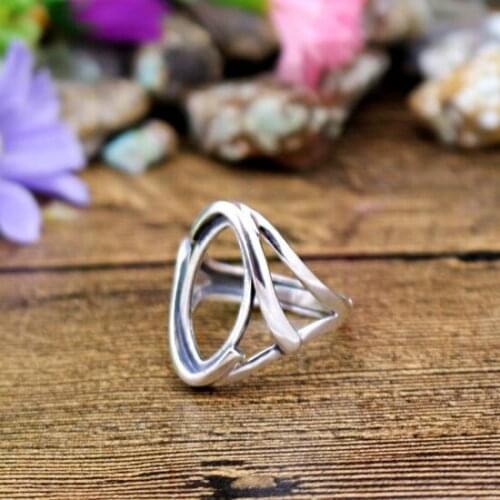 10x18mm Oval Cabochon Semi Mount Sterling Silver 925 Engagement Wedding Ring Fine Jewelry Setting for Amber Agate Lapis Lazuli