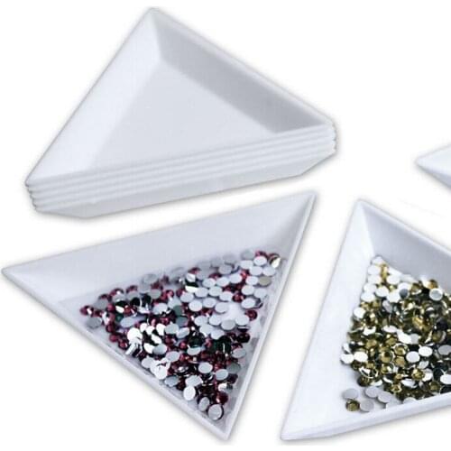 Wholesale 2Pcs Nail Art Tools Nail Art Rhinestones Beads Container Holder Triangle Craft High Quality