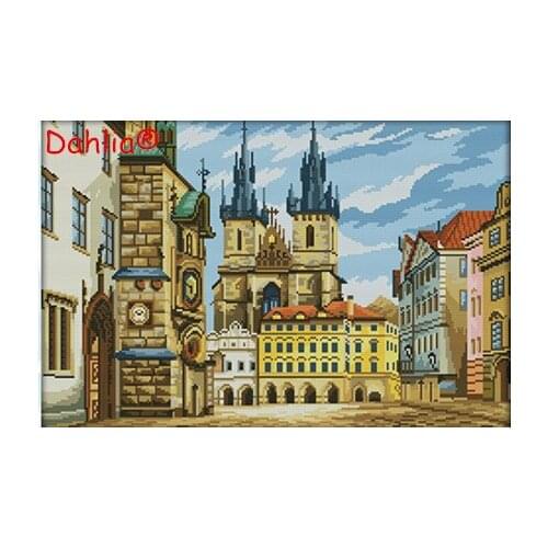 Scenery Map Oil Painting Arts Needlework Embroidery DIY Aida Cross Stitch Kits Crafts 14CT Unprinted Home Decor Handmade