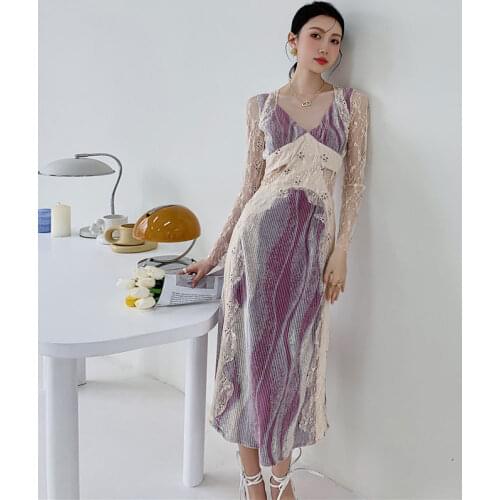 Summer French Temperament First Love Dress Vintage Design Sense Niche Purple Lace Dresses Women Spring And Summer