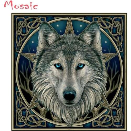Full Circle Diamond 5D DIY Diamond Painting Wolf icon Animal Cross Stitch Rhinestone Mosaic Handmade Technology Home Decorat