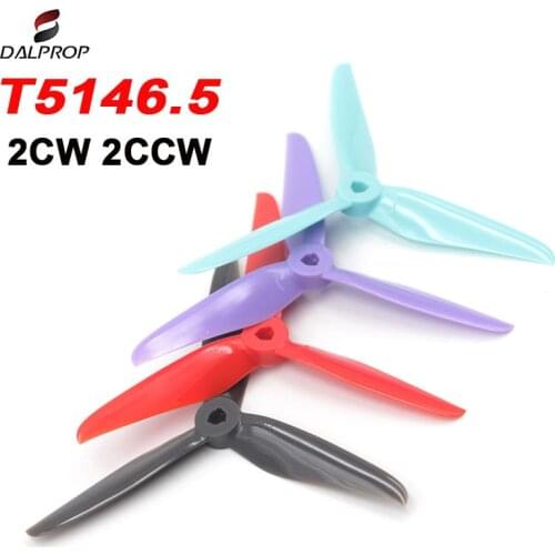 4PCS New DALPROP CYCLONE T5146.5 CW CCW 5.1inch 3 Blade PC Propeller 5mm POPO 7mm Hub for 2207-2360 1800-2020KV Drone FPV Racing