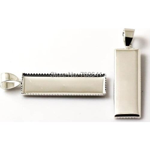 28x9mm Blank Rectangle Bezel cups with Bail Pendant Expoy Cabochon Bases Settings DIY Findings Multi-color Plated