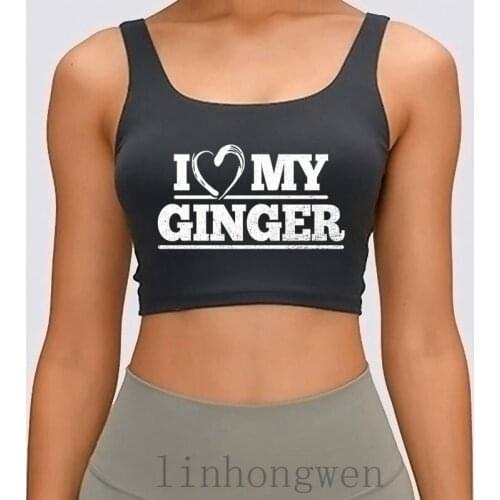 I Love My Ginger Heart Romantic Redhead Couple Women Tank Top O-Neck Cool Spring Autumn Normal Cotton New Style Designs Crop Top