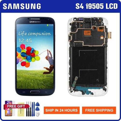 Super AMOLED Screen For Samsung I9500 Galaxy S4 LCD Display Touch Screen Digitizer Assembly With Frame For Samsung S4 I9500
