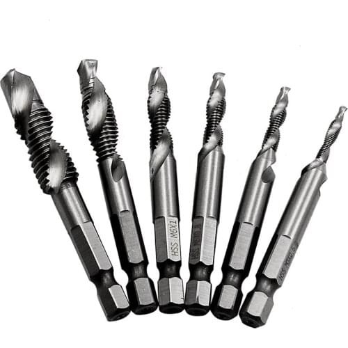 1/4" Hex Shank Drill Bit M3 M4 M5 M6 M8 M10 HSS Metric Screw Thread Tap Taper & Drill Bits Metric Composite Tap Drills