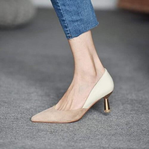 Women Dress Shoes Patchwork Pumps Pointed Toe Party Shoes Woman Fashion Pumps Low Heels Boat Shoe Ladies