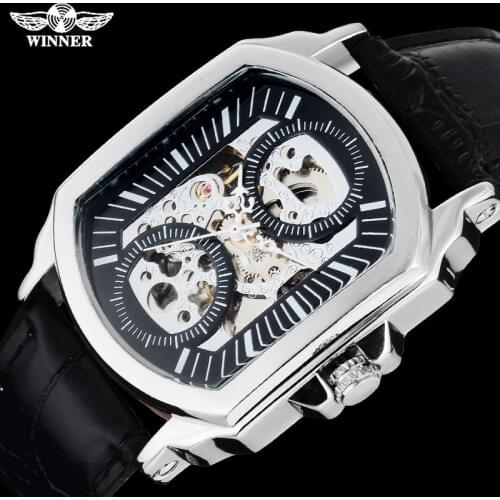 TWINNER fashion sport men mechanical watches leather strap hot casual brand mens automatic skeleton watches relogio masculino