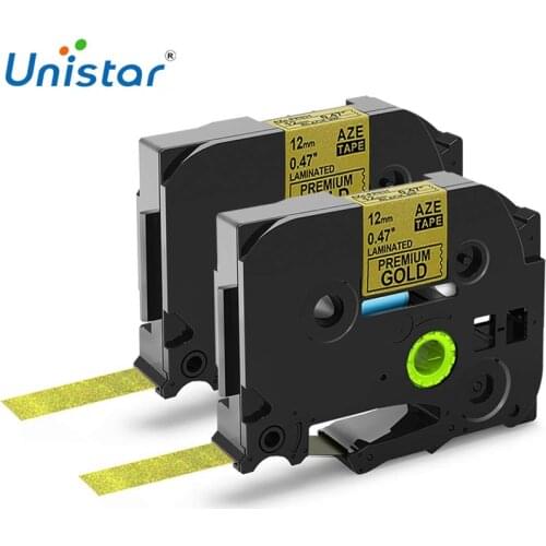 Unistar 2pcs TZe-PR831 Label Tape 1compatible for Brother Label Maker 2mm 0.47inch PR831 Black on Premium Gold Laminated Tapes