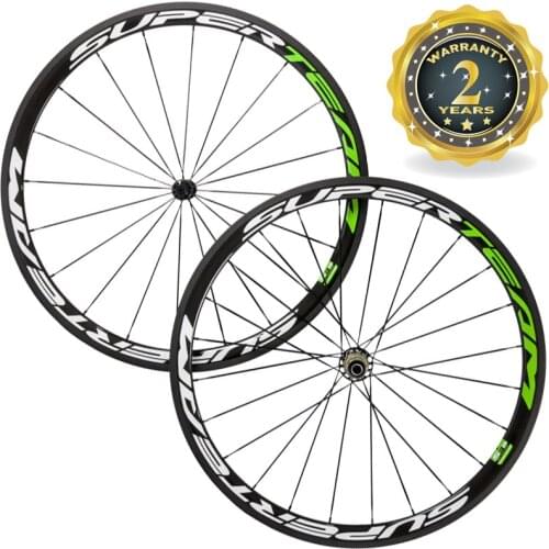 Superteam 38mm Clincher 23mm Width Carbon Wheelset 3K Glossy Bicycle Wheels With Powerway R39 Hub