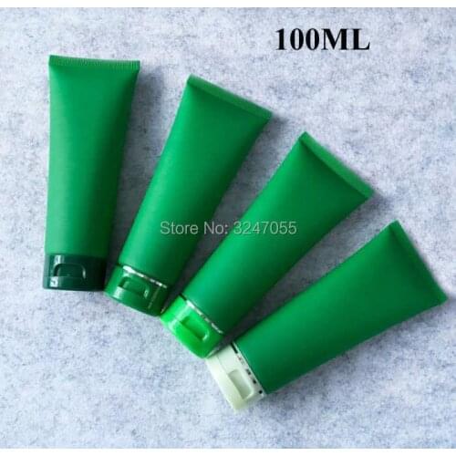 100ML Matte Green Cosmetic Plastic Facial Cleanser Refillable Soft Tube, DIY Travel Hand Cream Storage Cosmetic Hose Soft Tubes