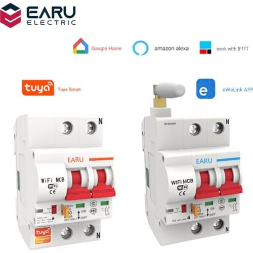 1P-4P 10A-125A Wireless Smart WIFI Circuit Breaker Timer eWelink Tuya APP Vioce Remote Control Switch Amazon Alexa Google Home