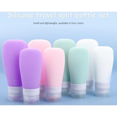 4pcs/set Silicone Travel Bottle 60/90ml Portable Extrusion Refillable Leakproof Travel Packing Kit for Shampoo Container Lotion